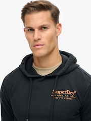 Superdry Jet Black 100% Cotton Tonal Venue Logo Hoodie - Image 3 of 6