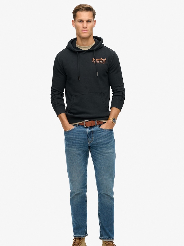 Superdry Jet Black 100% Cotton Tonal Venue Logo Hoodie - Image 4 of 6