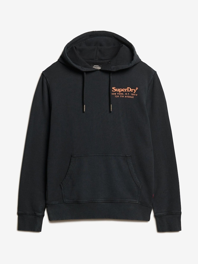 Superdry Jet Black 100% Cotton Tonal Venue Logo Hoodie - Image 5 of 6