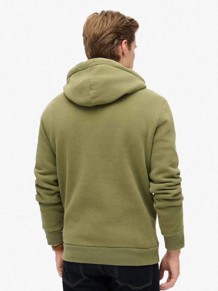 Superdry Soft Moss Green Tokyo Vintage Logo Hoodie - Image 2 of 6