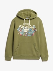 Superdry Soft Moss Green Tokyo Vintage Logo Hoodie - Image 5 of 6