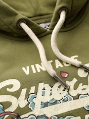 Superdry Soft Moss Green Tokyo Vintage Logo Hoodie - Image 6 of 6