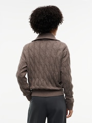 Marrón - Tommy Hilfiger Pure Wool Cable Knit Quarter-Zip Jumper - Imagen 2 de 5