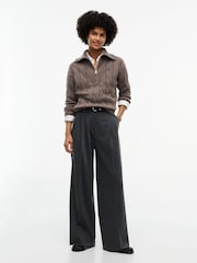 Marrón - Tommy Hilfiger Pure Wool Cable Knit Quarter-Zip Jumper - Imagen 3 de 5