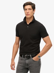 Superdry Black 100% Cotton City Pique Polo Shirt - Image 1 of 4