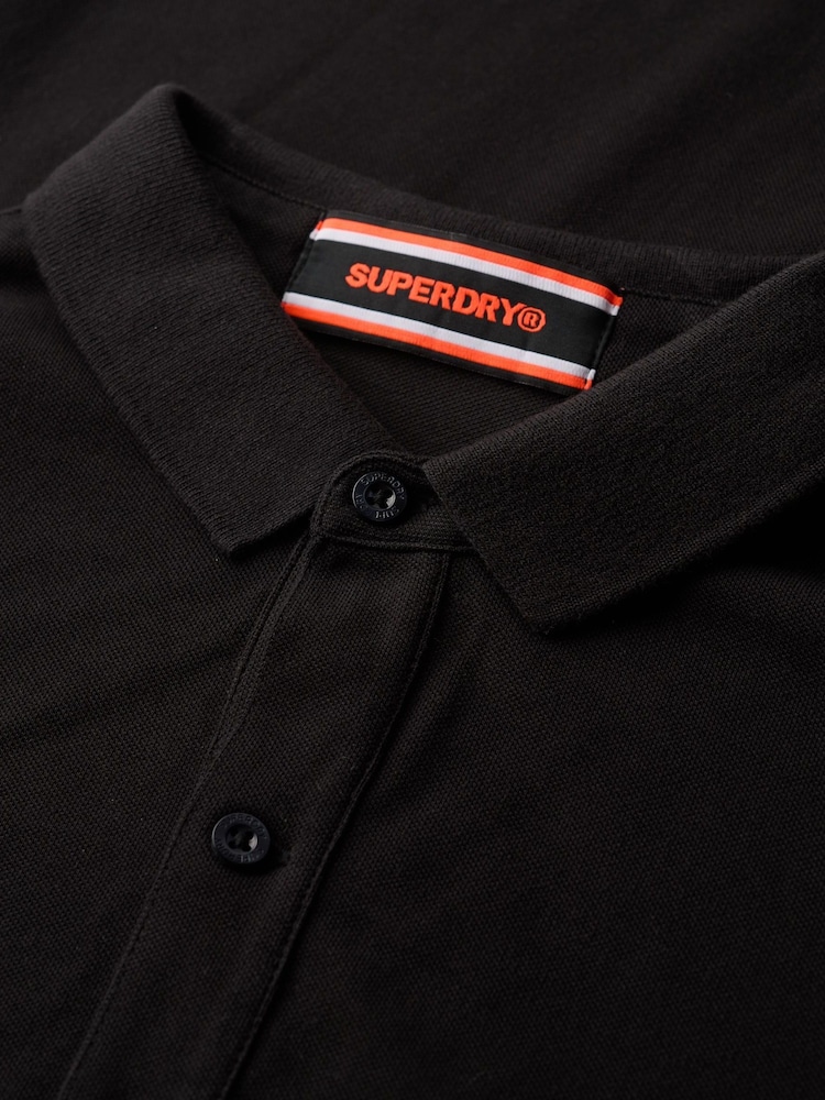 Superdry Black 100% Cotton City Pique Polo Shirt - Image 4 of 4