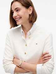 Tommy Hilfiger Cream Slim Gold Tone Button Jersey Cardigan - Image 4 of 6
