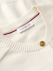Tommy Hilfiger Cream Slim Gold Tone Button Jersey Cardigan - Image 6 of 6