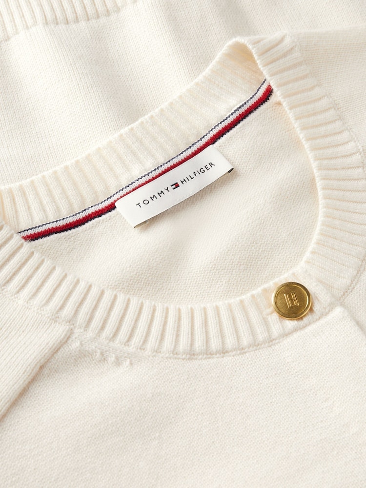 Tommy Hilfiger Cream Slim Gold Tone Button Jersey Cardigan - Image 6 of 6