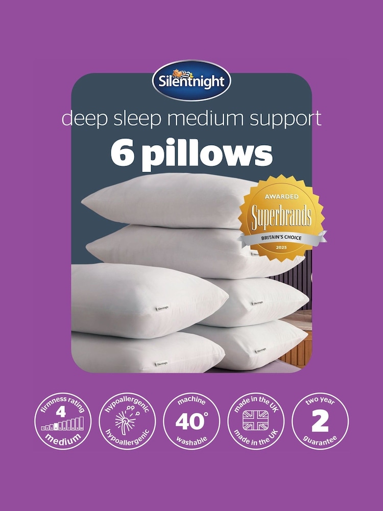 Silentnight 6 Pack Medium Deep Sleep Pillows - Image 9 of 9 Silentnight 6 Pack Medium Deep Sleep Pillows - Image 9 of 9