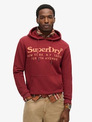 Superdry Wine Red 100% Cotton Tonal Venue Logo Hoodie - Image 1 of 6