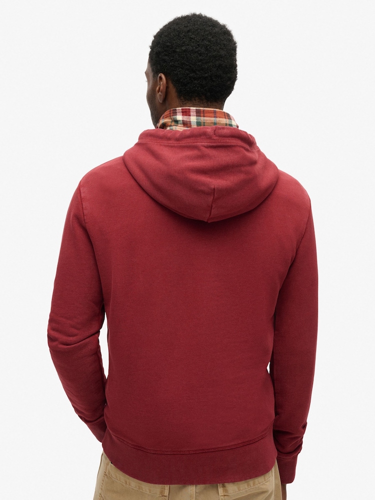 Superdry Wine Red 100% Cotton Tonal Venue Logo Hoodie - Image 2 of 6