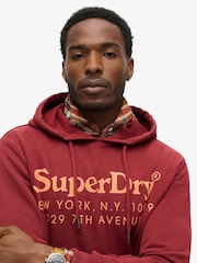 Superdry Wine Red 100% Cotton Tonal Venue Logo Hoodie - Image 3 of 6