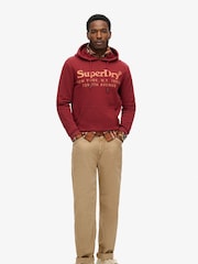 Superdry Wine Red 100% Cotton Tonal Venue Logo Hoodie - Image 4 of 6