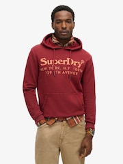 Vinsko rdeča - Superdry 100% bombaž Tonal Venue Logo Hoodie - Slika 9 iz 10