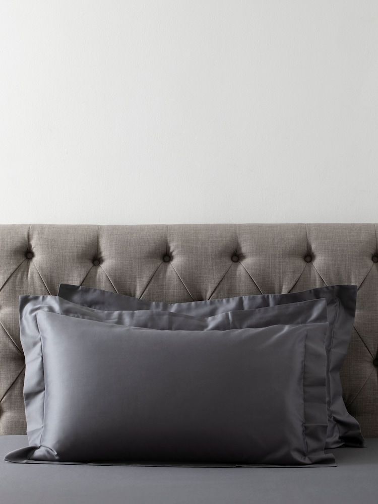 Set of 2 Charcoal Grey 400 Thread Count 100% Egyptian Cotton Pillowcases - Image 1 of 4 Set of 2 Charcoal Grey 400 Thread Count 100% Egyptian Cotton Pillowcases - Image 1 of 4