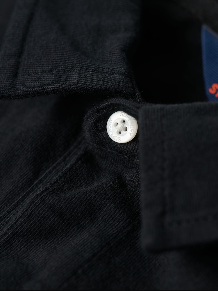 Superdry Black 100% Cotton Studios Jersey Polo Shirt - Image 7 of 7
