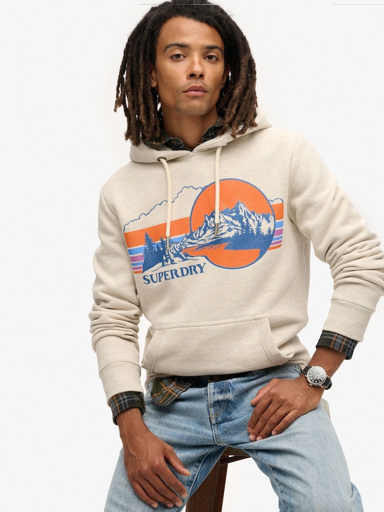 Marga gris avena - Sudadera con capucha Outdoor Graphic de rayas de Superdry - Imagen 1 de 6