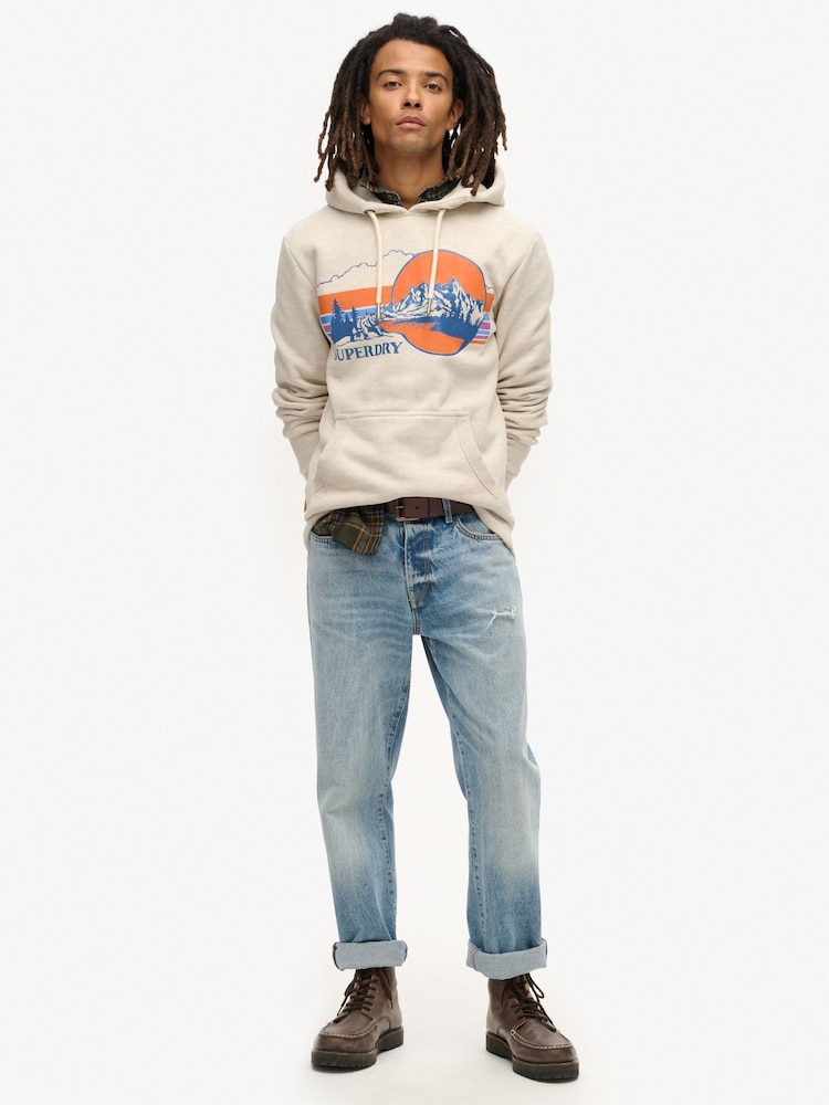 Marga gris avena - Sudadera con capucha Outdoor Graphic de rayas de Superdry - Imagen 2 de 6