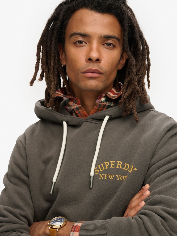 Superdry Vintage Black Tattoo Back Graphic Loose Hoodie - Image 3 of 6