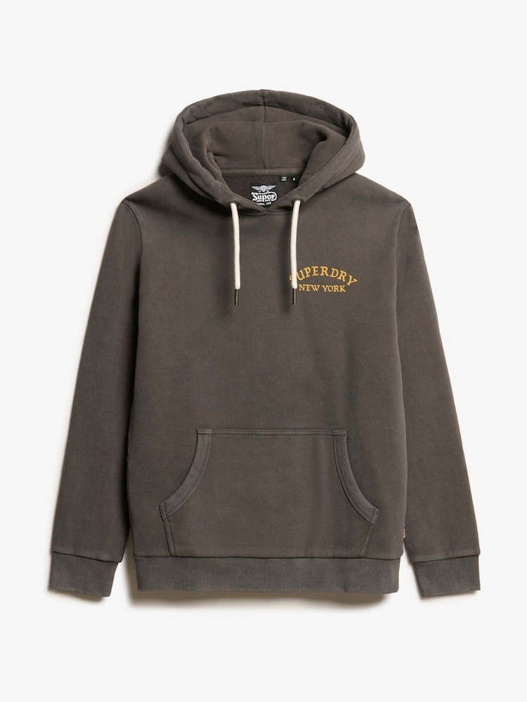 Superdry Vintage Black Tattoo Back Graphic Loose Hoodie - Image 5 of 6