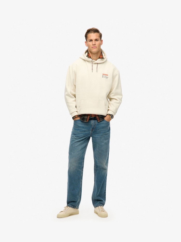 Crema - Sudadera con capucha holgada con logo deportivo Utility de Superdry - Imagen 2 de 3