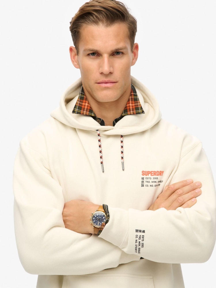 Crema - Sudadera con capucha holgada con logo deportivo Utility de Superdry - Imagen 3 de 3