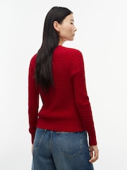 Rojo - Tommy Hilfiger Fine Cable Knit Crew Neck Jumper - Imagen 2 de 5