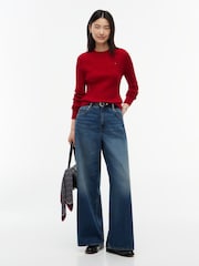 Rojo - Tommy Hilfiger Fine Cable Knit Crew Neck Jumper - Imagen 3 de 5