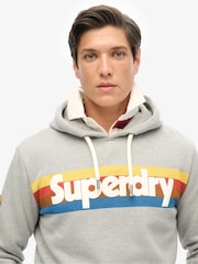 Superdry Grey Marl Retro Stripe Logo Hoodie - Image 3 of 4