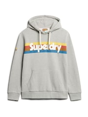 Superdry Grey Marl Retro Stripe Logo Hoodie - Image 4 of 4