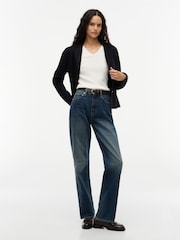 Крем - Tommy Hilfiger жіңішке калибрлі кабельді тоқылған V мойын жемпірі - 5суретінің 3 суреті