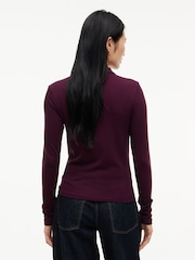 Tommy Hilfiger Red Slim Fit Ribbed Long Sleeve Polo Shirt - Image 2 of 5