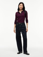 Tommy Hilfiger Red Slim Fit Ribbed Long Sleeve Polo Shirt - Image 3 of 5