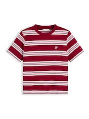 Tommy Hilfiger Red Rugby Stripe Logo Embroidery Relaxed T-Shirt - Image 1 of 2