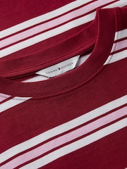 Tommy Hilfiger Red Rugby Stripe Logo Embroidery Relaxed T-Shirt - Image 2 of 2