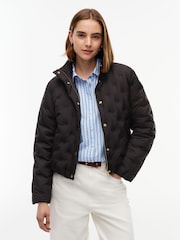 Schwarz - Tommy Hilfiger Gold-Tone Button Flag Down Quilted Jacket - Bild 1 von 5