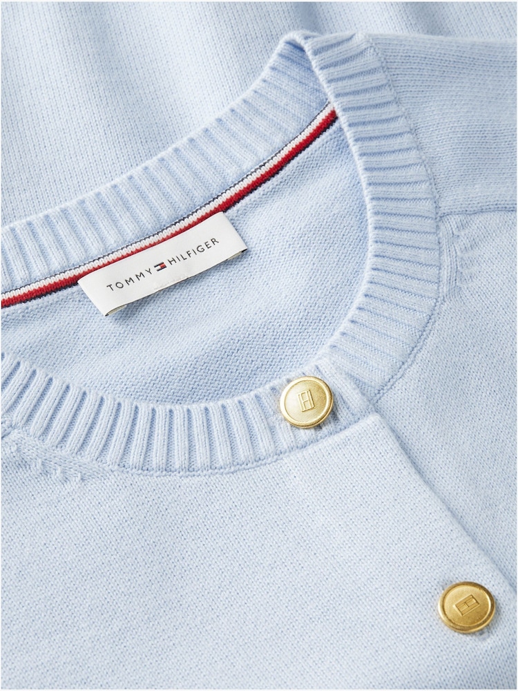 Tommy Hilfiger Blue Slim Gold Tone Button Jersey Cardigan - Image 6 of 6