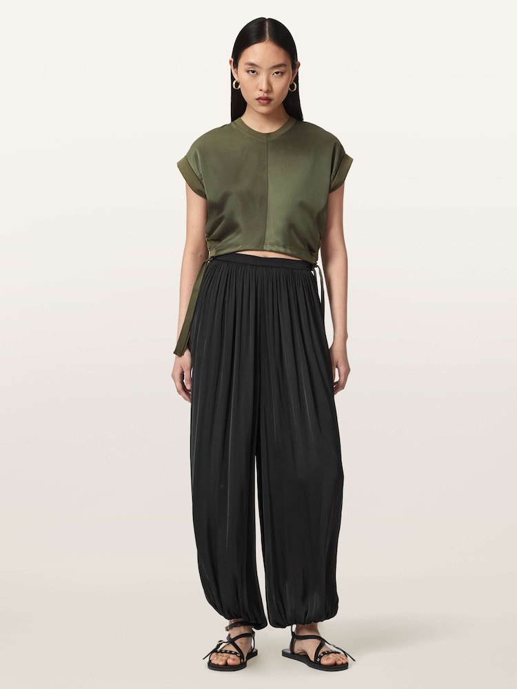 AllSaints Green Mira Satin T-Shirt - Image 2 of 6