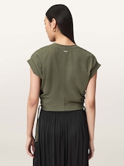 AllSaints Green Mira Satin T-Shirt - Image 4 of 6