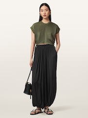 AllSaints Green Mira Satin T-Shirt - Image 5 of 6