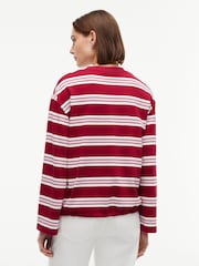 Tommy Hilfiger Red Rugby Stripe Drawstring Long Sleeve T-Shirt - Image 2 of 5