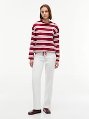 Tommy Hilfiger Red Rugby Stripe Drawstring Long Sleeve T-Shirt - Image 3 of 5
