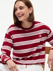 Tommy Hilfiger Red Rugby Stripe Drawstring Long Sleeve T-Shirt - Image 4 of 5