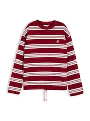 Tommy Hilfiger Red Rugby Stripe Drawstring Long Sleeve T-Shirt - Image 5 of 5