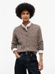 Marrón - Tommy Hilfiger Pure Wool Cable Knit Slim Cardigan - Imagen 1 de 5