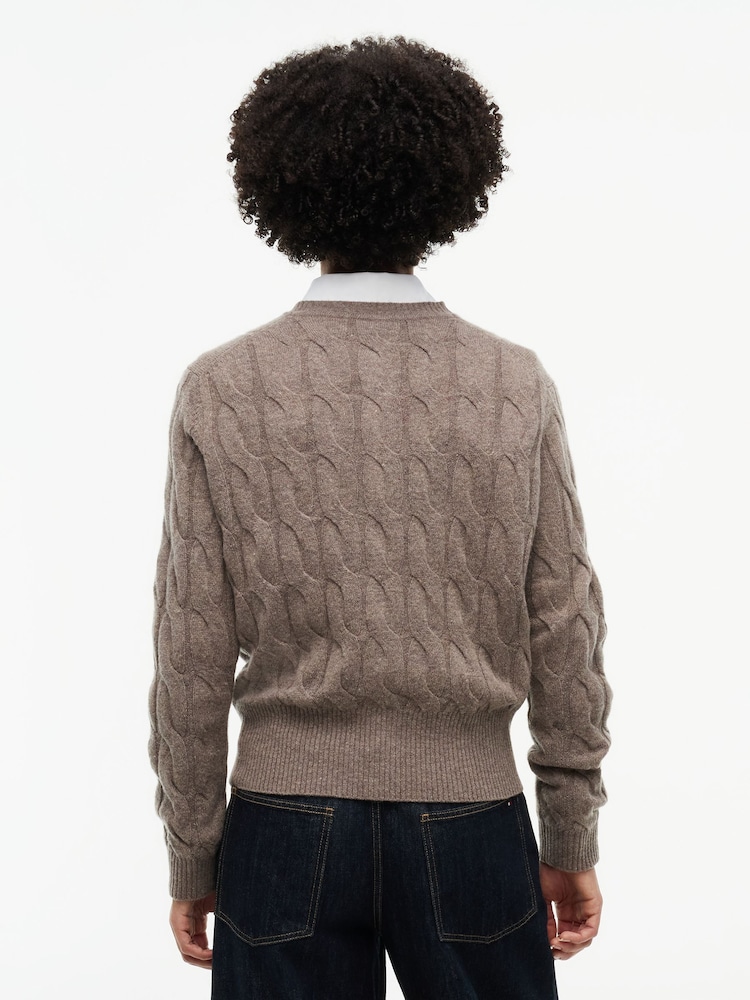 Marrón - Tommy Hilfiger Pure Wool Cable Knit Slim Cardigan - Imagen 2 de 5