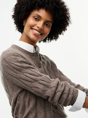 Marrón - Tommy Hilfiger Pure Wool Cable Knit Slim Cardigan - Imagen 4 de 5