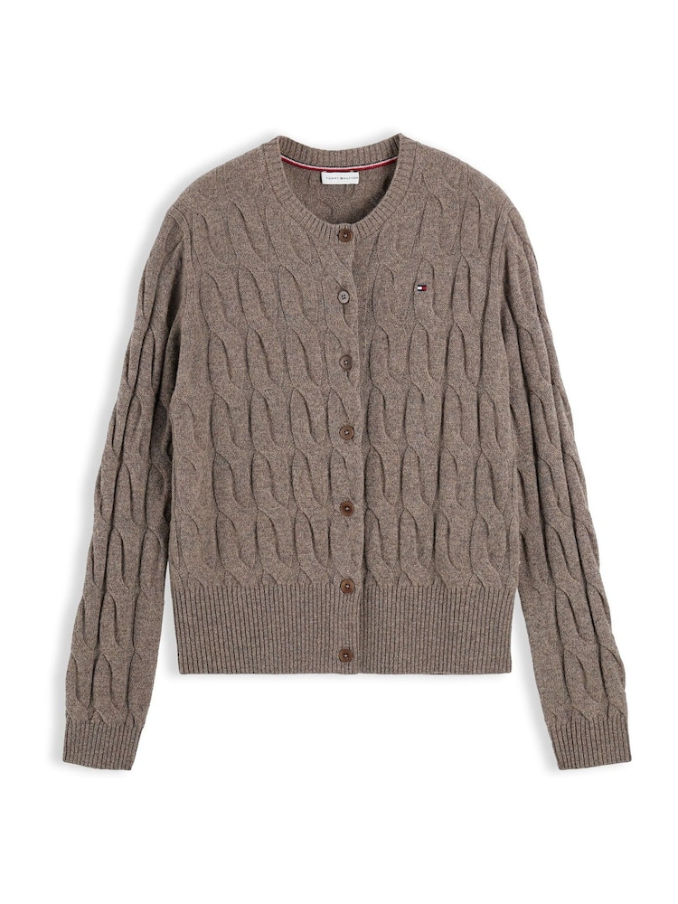 Marrón - Tommy Hilfiger Pure Wool Cable Knit Slim Cardigan - Imagen 5 de 5