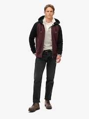 Superdry Rich Deep Burgundy/Black Essential Baseball Zip Hoodie - Image 1 of 1